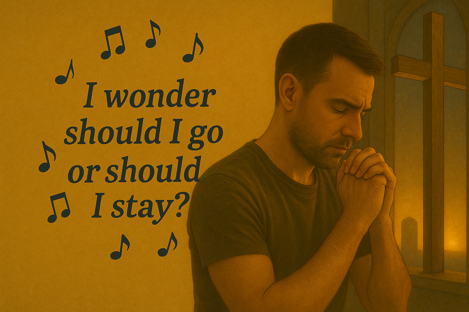 I Wonder Should I Go Or Should I Stay music behind a man considering leaving a cultish church