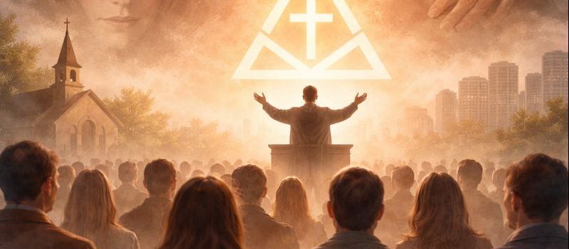 Cult church charismatic leader addressing his followers